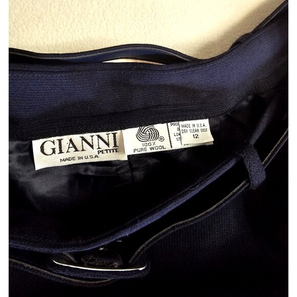 NWT Gianni American Dream Dress Pants Womens Size 12 Navy Cuffed Hem Wool Lined - Picture 8 of 11